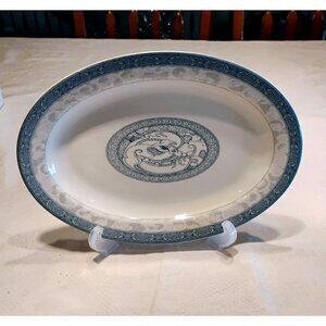 VTG Chinese Restaurant Ware Platter Blue White Dragon 10.5"x7.5" Cameo Durable